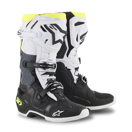 Stivali Cross Alpinestars Tech 10 Nero-Bianco-Giallo 45,5
