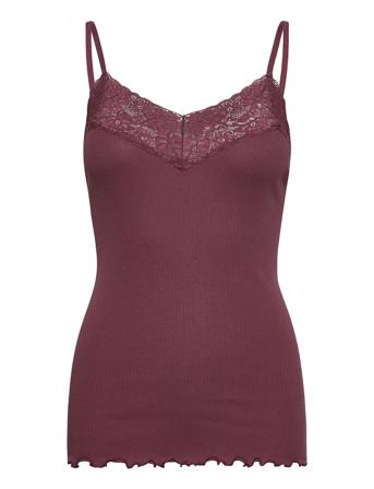 Organic Strap Top W/ Lace Top Ærmeløs Top Rød Rosemunde