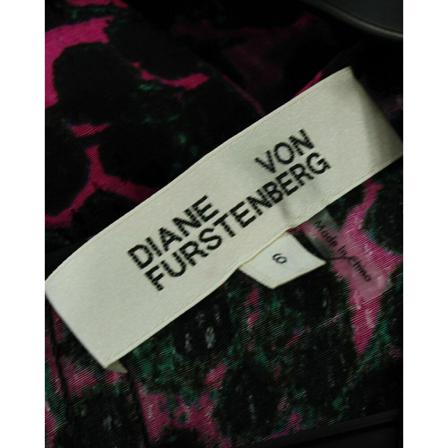Diane Von Furstenberg Print Long Kjole with V-neckline Pink, Dame