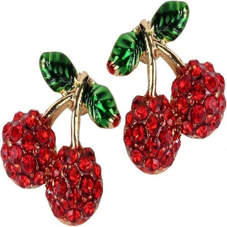 Kirsebær øredobber for kvinner - Ultralette - Bly- og nikkelfrie - Emalje og krystaller - Cherries De Red Fruit Charm Piercing Smykker Gull -