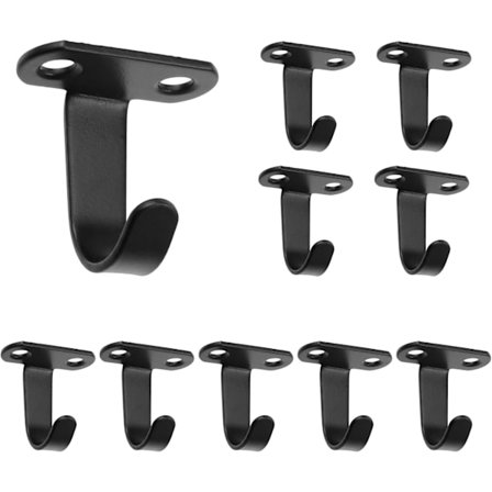 10 stk. loftkroge i rustfrit stål, hængende planter, krog kompatibel med hængelampe, plantekurv, bådkaleche, myggenet, sort, 35*33 mm