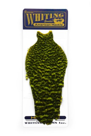 Whiting American Hen Cape Grizzly dyed Fl. Yellow Chartreuse