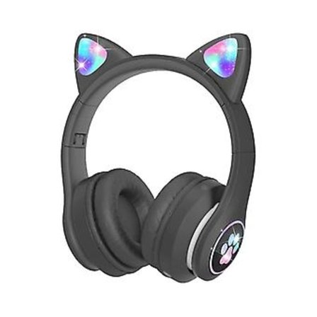 Barnhörlurar med mikrofon/RGB LED-ljus, Bluetooth-hörlurar surfplatta/skola//smartphone-svart