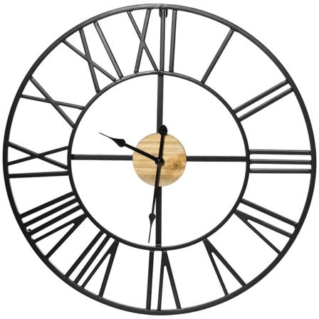 Moderni Seinäkello 60Cm, Roomalaiset Numerot, Pyöreä, Hiljainen, Vintage Design, Metalli, Musta, Olohuoneen Keittiöön