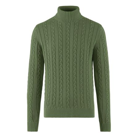BomBoogie, Knitted cotton turtleneck sweater with cable knit pattern Zielony, Mężczyzna, Rozmiar: XL