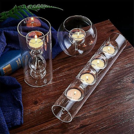 Nordisk gjennomsiktig glasslysestake, europeisk håndverk, hjemmedekor