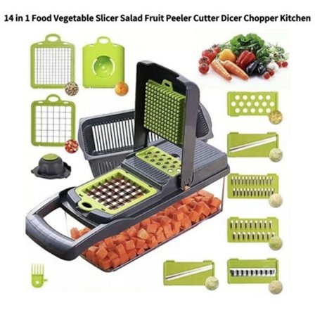 14 i 1 Mat Grönsakssallad Fruktskalare Cutter Slicer
