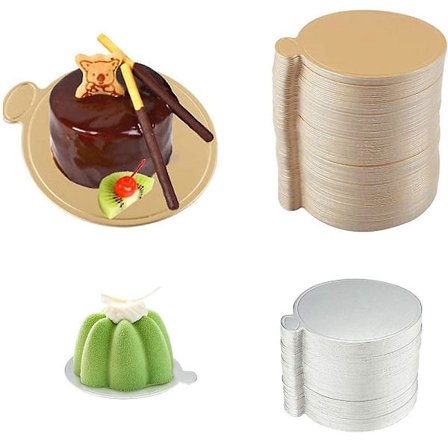 200 stk Mini Runde Kakebrett, Moussebrett, Kake/Dessert Papirplater, Bryllupskake Visningsbrett