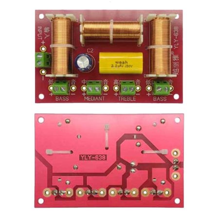 2 stk 200w 4-veis 3-veis diskant+mellomtone+dobbel bass høyttaler delefilter ny Yo