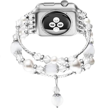 Yhteensopiva Apple Watch -rannekkeen kanssa 38mm/40mm/41mm naisten rannekoru, sopii iWatch -rannekkeeseen (valkoinen)