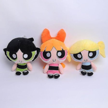 Ny 3-pak 20 cm tegneserie Anime Powerpuff Girls plyslegetøj Søde Blossom Buttercup Bubbles Udstoppede plysdukker Gaver til børn [xh]