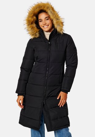Svea - Long Slim Padded Parka - Black