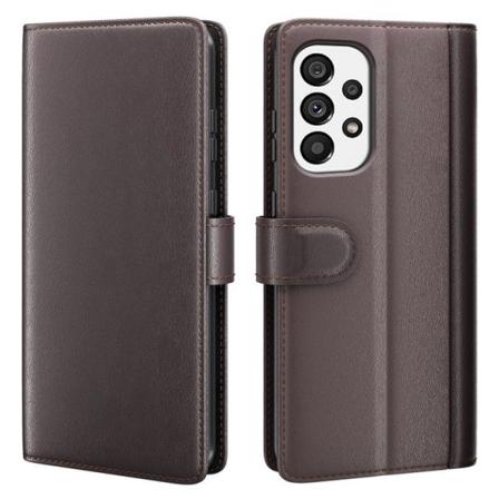 Folio Flip Äkta Läder Plånboksfodral Galaxy A53 5g - Brun