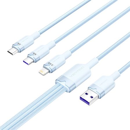 USB 2.0 A til 3-i-1 6A-kabel Vention CTRLG 1,5M (blå)