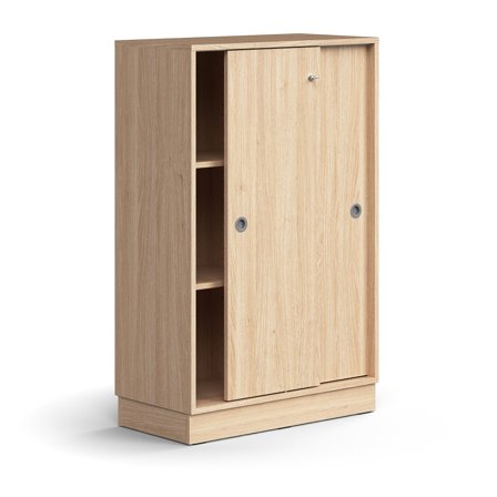 Schiebetürenschrank QBUS, abschließbar, 1257x800x400 mm, Eiche