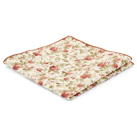 Kremowa kwiecista poszetka dla mężczyzn - Wzorzyste poszetki