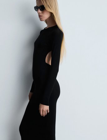 Mango Long Dress With Open Back - Black - L