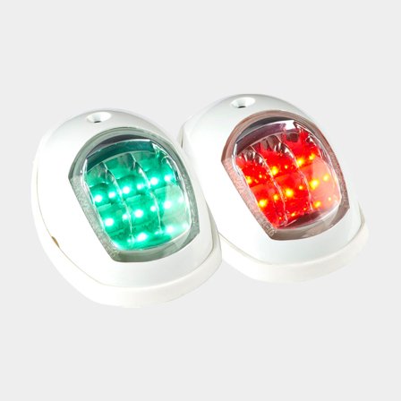 Set di lanterne di dritta/sinistra per montaggio laterale, 0.9 W, 12 V, 112.5°, plastica bianca, 97 x 62 x 35 mm, rosso/verde, per barche <20 metri + 