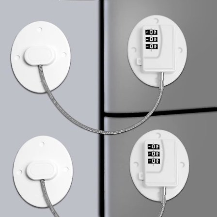 2-pakks kjøleskapslås - kraftig kombinasjonslås for kjøleskap, barnesikring for skap, skuff