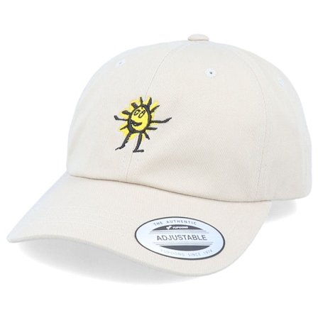 Iconic - Beige Unconstructed Cap - Happy Sunshine Stone Dad Cap @ Hatstore