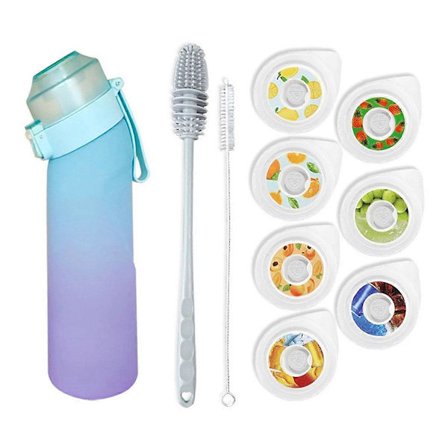650 ml luftsmagsvandflaske med 7 stk. Pods Smag Op Mode Sugerør Krus Vandflaske Egnet til sport, C