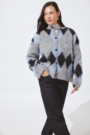 NA-KD Knitted Oversized Check Cardigan - Cardigans - Multicolor,CheckeRød - M (EU 38-40)