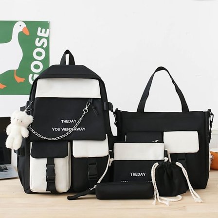 Skolerygsæk til studerende, ny skolerygsæk til piger, grundskole, mellemtrin, gymnasium, Mori, allround, cool, stor kapacitet, rygsæk - sort