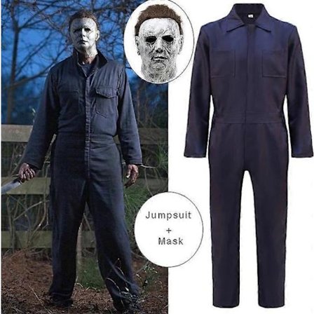 Michael Myers -asu 2024 - Naamio, Cosplay, Halloween-body, kauhuverinen tappajarekvisiitta, aikuisten miesten karnevaaliasu