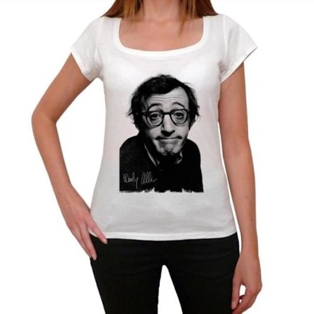 T-shirt Dam - ULTRABASIC - Woody Allen - 100% Bomull - Bred Hals - Korta Ärmar