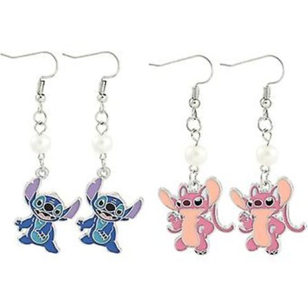 Anime Stitch Ohana Familie Øreringe - Med Fødselsstein Ohana Engel Smykker Til Kvinder Familie Veninde Fødselsdagsgaver Til Veninder Søster