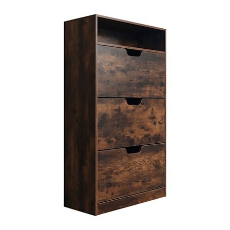 Kallistuva kenkäkaappi säädettävillä lokeroilla ja hyllyllä