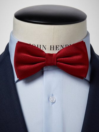 John Henric Men's Dark Red Bow Tie Plain Size Pre-tied