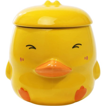 14 Oz Funny Duck Keramisk kaffemugg för kvinnor Tekopp Söta gula muggar med lock