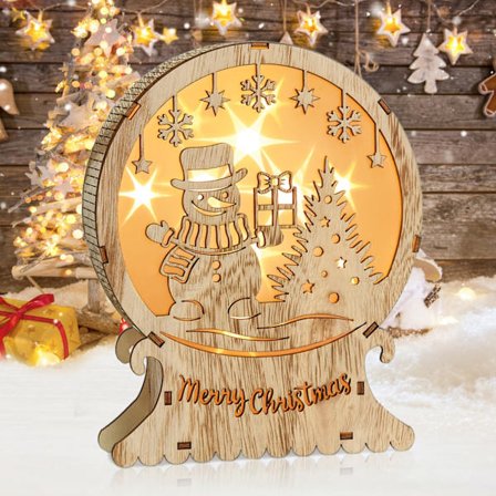 Træ LED Julelys, Julestjerne Vinduesbelysning, Træ LED Juledekorationer, LED Elgelys, LED Juledekorationer (Snemand)