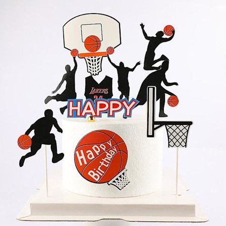 Kakedekorasjon Basketball Bursdag, 6 Deler Kaketopp, Sportstema Kaketopp, Kakestopper For Barn