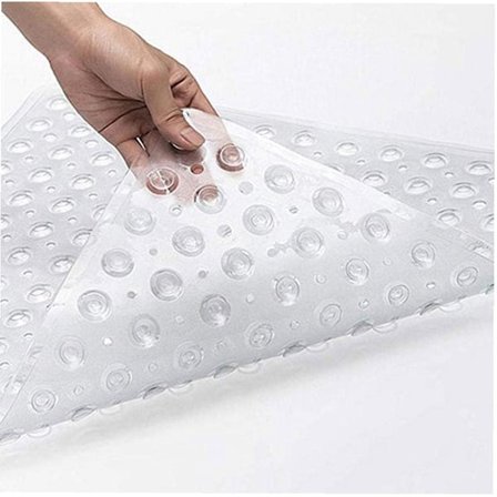 Duschmatta Halksäker Kvadratisk Badrumsmatta med Badrums Maskin Anti-Mögel Dräneringshål Matta, Badrumsmatta (Vit)