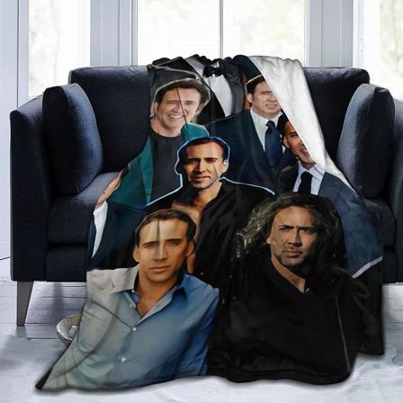 Nicolas Cage Mjuk och behaglig varm fleecefilt för soffa,kontorssäng Billägersoffa Mysig Fluffig Plysch Sängfiltar Strandfiltar-d212 50x40in 125x100cm