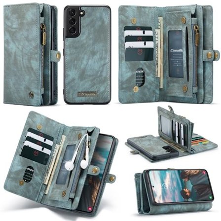 CaseMe Multi-Slot 2 i 1 Plånboksfodral Galaxy S22 Plus Sininen