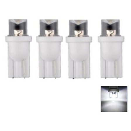 T10 w5w 4-pack LED-lampor med 1 st Flux-chip, 6000K, 12V DC.