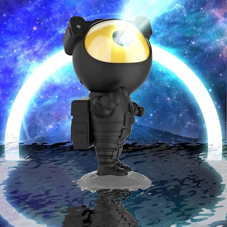 Astronaut Rumprojektør, Stjerneprojektør Natlys Med 360° Rotation Magnetisk Hoved, Fjernbetjening, 15 Lyskombinationer