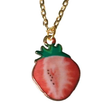 Necklace - Strawberry - Enamel