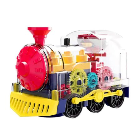 Musikalsk tog leketøy med lys for barn, lokomotiv leketøy med klare gir, pedagogisk krabbe- og læreleketøy for småbarns håndferdighet [D]