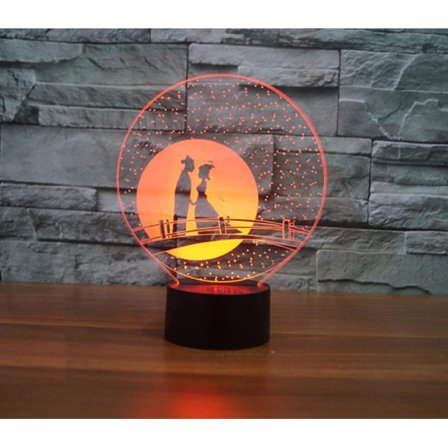 3D Valentinsdag fjernkontroll 16 farger nattlys illusjon akryl LED bordlampe nattbordlampe barn soverom skrivebord dekor bursdagsgaver leketøy