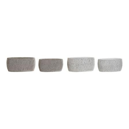 Krukset Dkd Home Decor S3023991 Grå Cement Vit Tropiskt Löv Av E