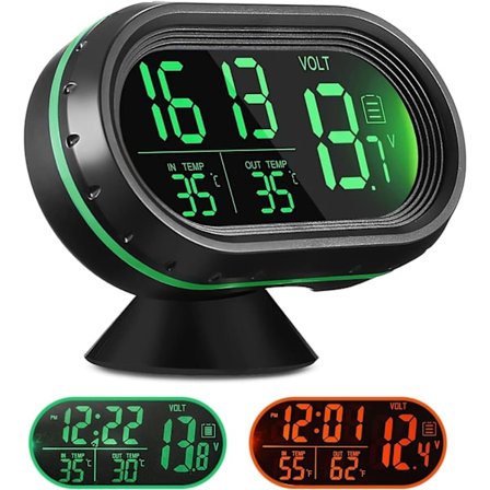 Bil 9V LCD Luminous Klocka, Biltermometer Digital Klocka Auto Fordon