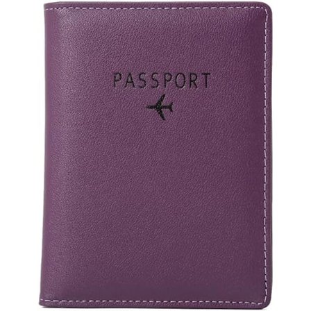 Læder Rejsepas Etui Pas Etui Blokering, Læder Kort Etui, Rejsedokument Organizer Etui Lilla
