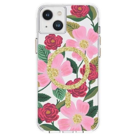 Rifle Paper Clear MagSafe - Ornamental case i guld til iPhone 14 Plus (Rose Garden) - 0840171719901