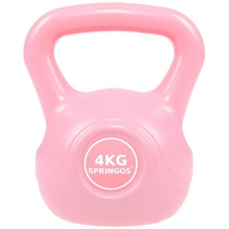 Kettlebell 4 kg plast - Rosa - SPRINGOS - Konstant balanse i hele kroppen - Fitness - Blandet