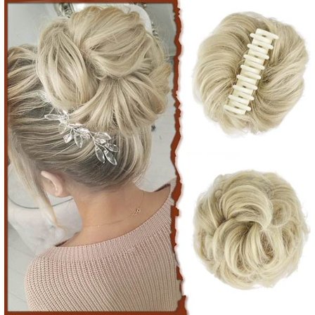 Hårklemme krøllete bølgete scrunchie hår falske knuter klo klemmer syntetiske naturlige hårforlengelser klemmer knute for kvinner