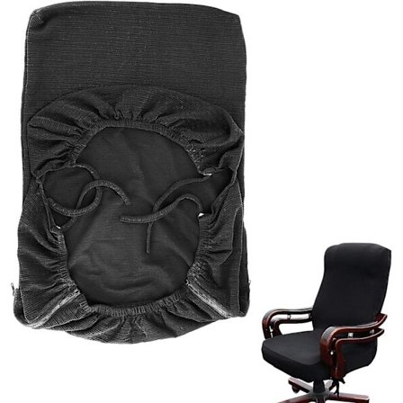 Enkel og moderne betræk i slidstærkt elastisk stof til stol/kontorstol med armlæn, sort, størrelse L